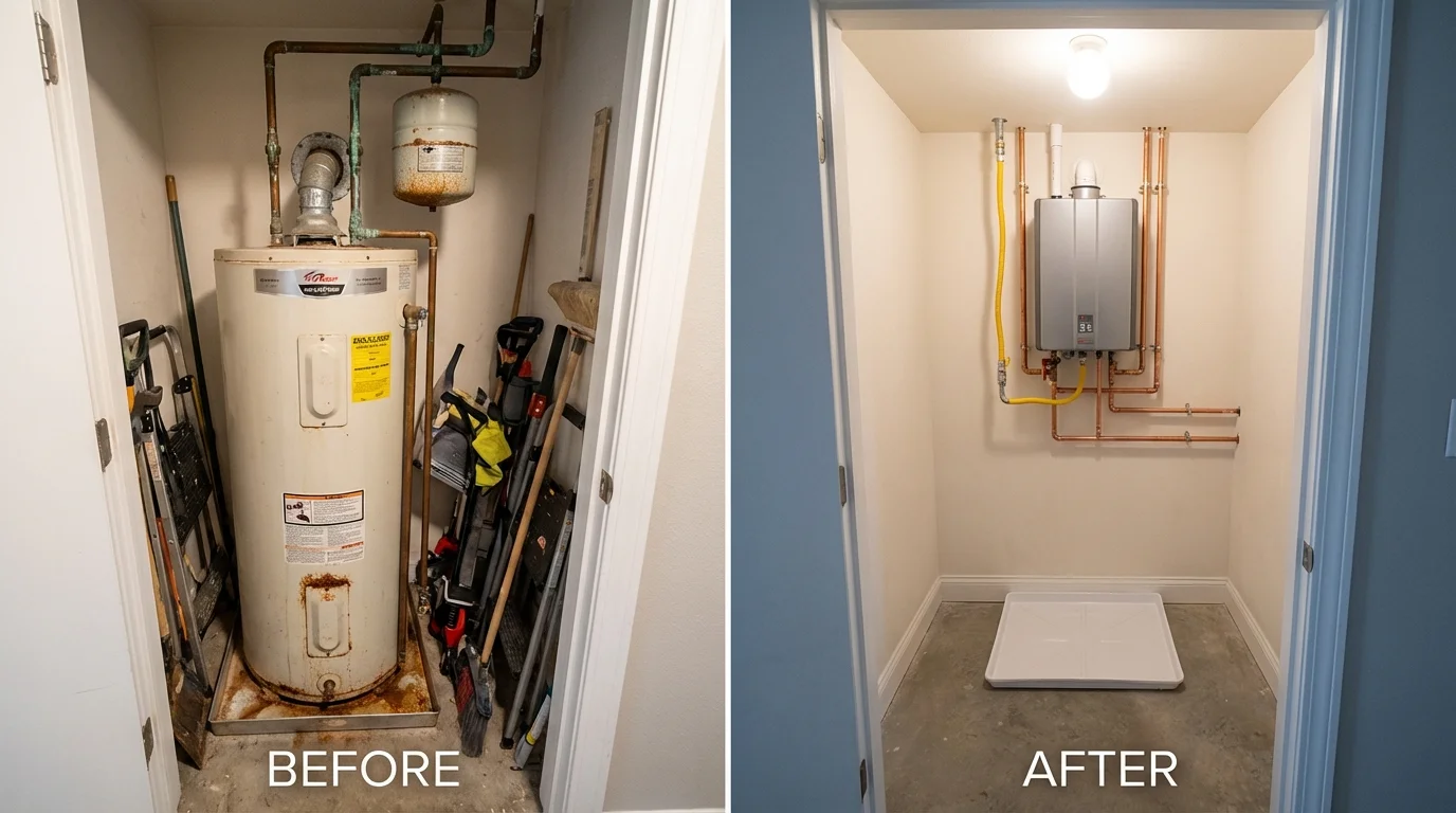 Tank water heater versus wall-mounted tankless unit comparison for Steele, ND homeowners